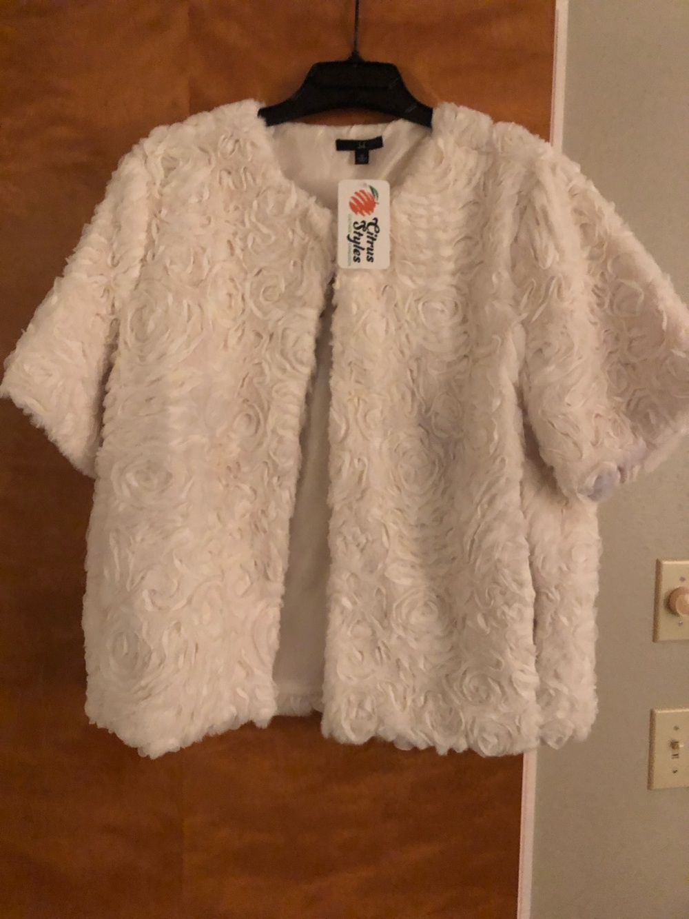 Faux Fur Flower Swirls Jacket - Picture 5 of 7